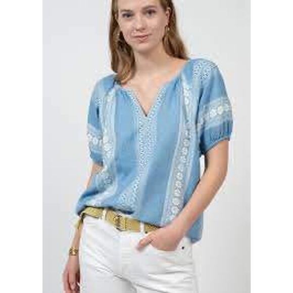 Ivy Jane Women’s XL Blue Over the Border Embroidered Top Blouse - Picture 1 of 9
